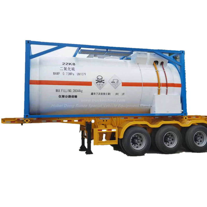 20FT UN1079 ISOTank Container for Sulfur Dioxide 0.73Mpa Road Transport 22,000litres 28Ton SO2 