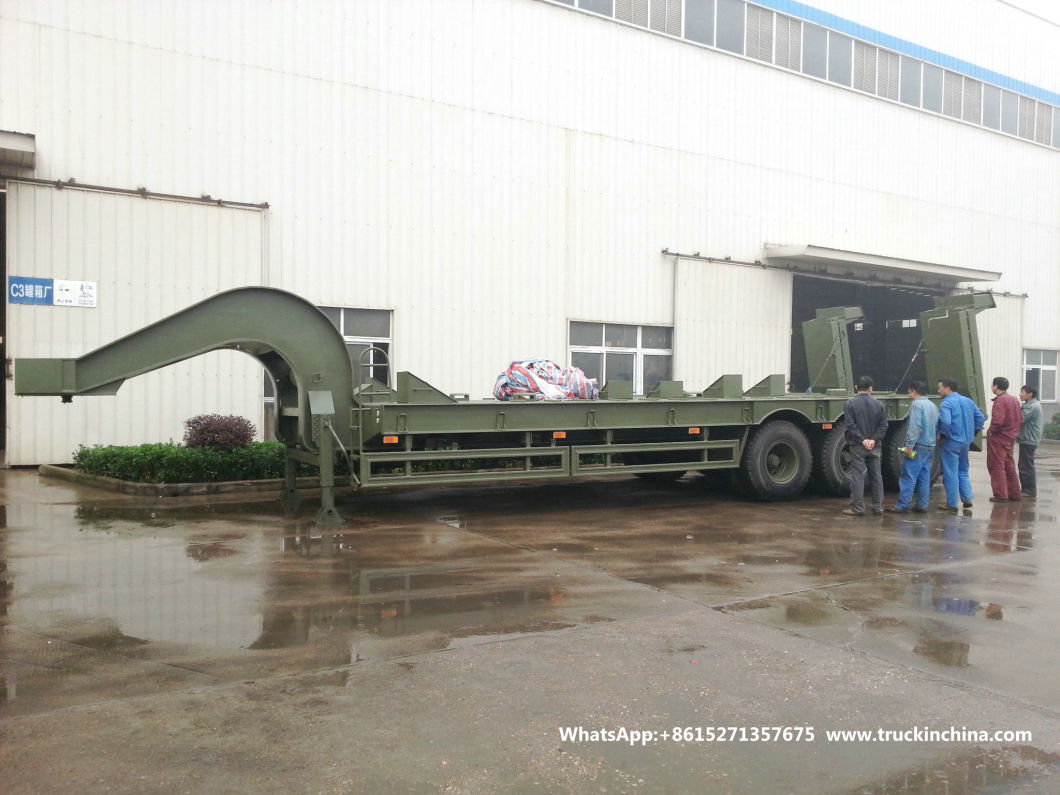 60t -80t Heavy Duty 3 Axles Lowbed Semi Trailer for Tank Heavy Track Crawler Caterpillar Digging Excavating Machine (Optional With Winch)