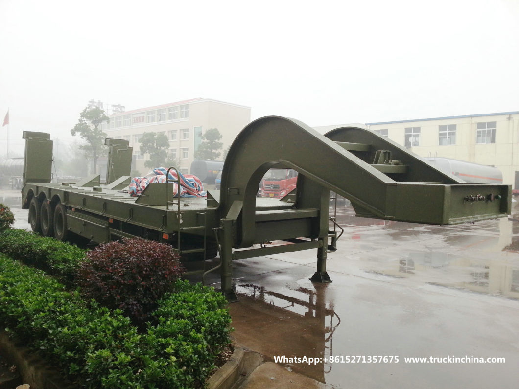60t -80t Heavy Duty 3 Axles Lowbed Semi Trailer for Tank Heavy Track Crawler Caterpillar Digging Excavating Machine (Optional With Winch)