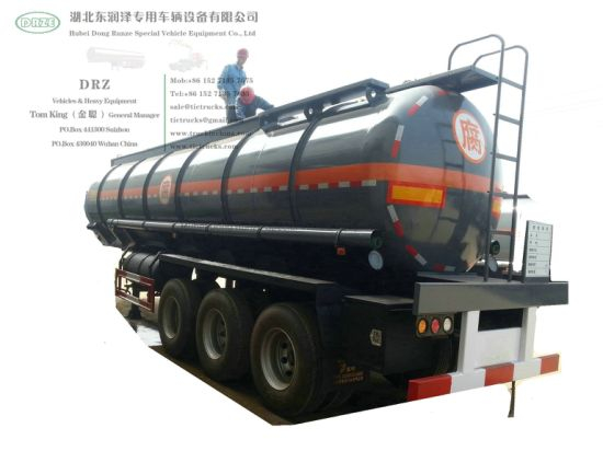 3 Axles Ammonium Hydroxide Tanker Trailer (Steel Tank Lined PE For Ammonia Water, Hydrochloride Acid, Pickling Waste Water, Chemical Liquid 8000USG -10000USG)