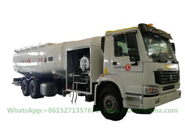 Sinotruck HOWO 21500L Aircraft Tanker (Aviation Kerosene, Gasoline, Jet A-1 Oil Refueler Aircraft Tanker Reel Refueling 1200L/Min Refueling Platform Lifting 4m)
