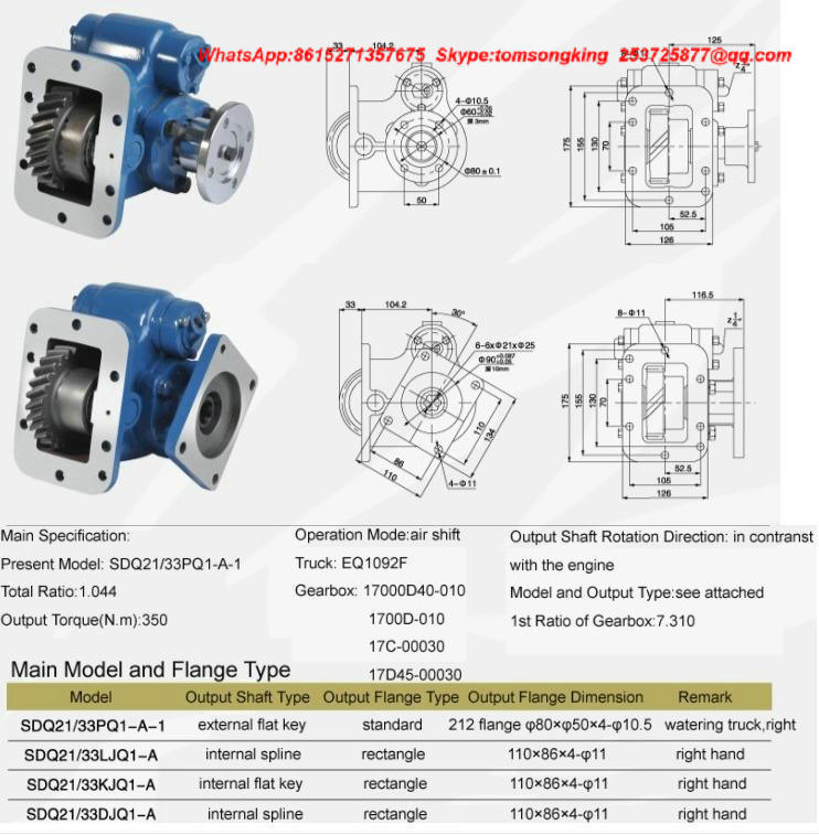 Pto (Power Take Off) Gear Spline Type for Crane Special Vehicle China Truck Shaft Ptosdq12/68 Sdq12/72 Sdq15/75 Sdq21/33 Sdq22/25 Sdq23/30 Sdq23/32 Assembly