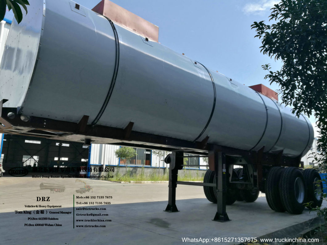 Sodium Hypochlorite Chemical Liquid Tanker Trailer (2 axles 19cbm Steel Tank inner Lined LLDPE Outer Insulated Rockwool 80mm for 10% -15% NaClO Bleach Javel)