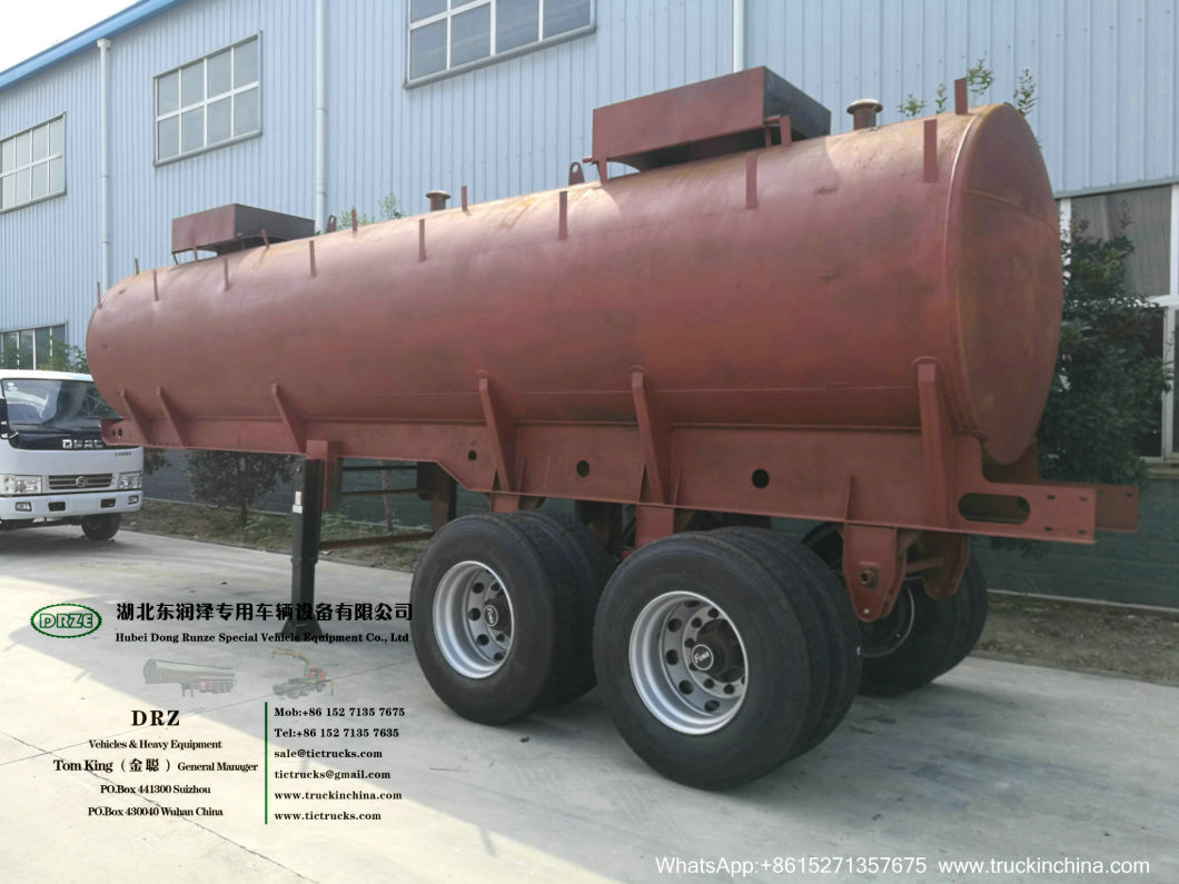Sodium Hypochlorite Chemical Liquid Tanker Trailer (2 axles 19cbm Steel Tank inner Lined LLDPE Outer Insulated Rockwool 80mm for 10% -15% NaClO Bleach Javel)