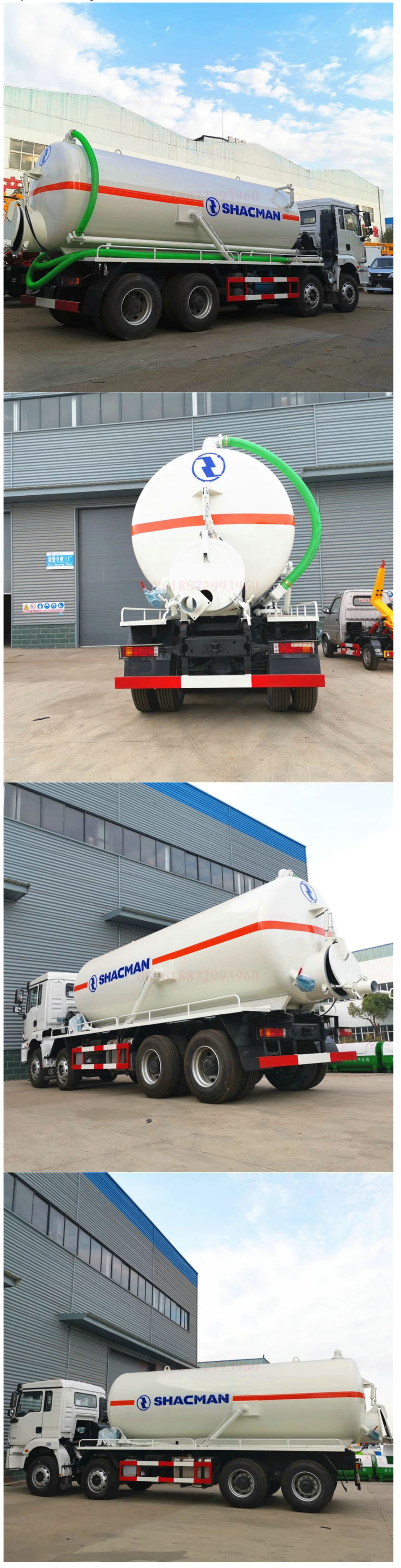 Shacman 8X4 Sewage Suction Tanker Truck (20cbm Vacuum Tank, Septic Tank)