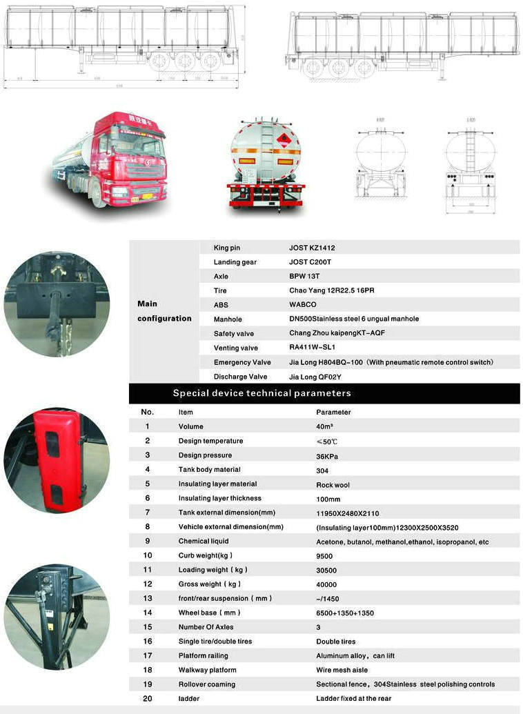 Isolated Tanker Trailer for Carrying Asphalt in Hot Emulsion Molten Sulfur (3 BPW Axles)