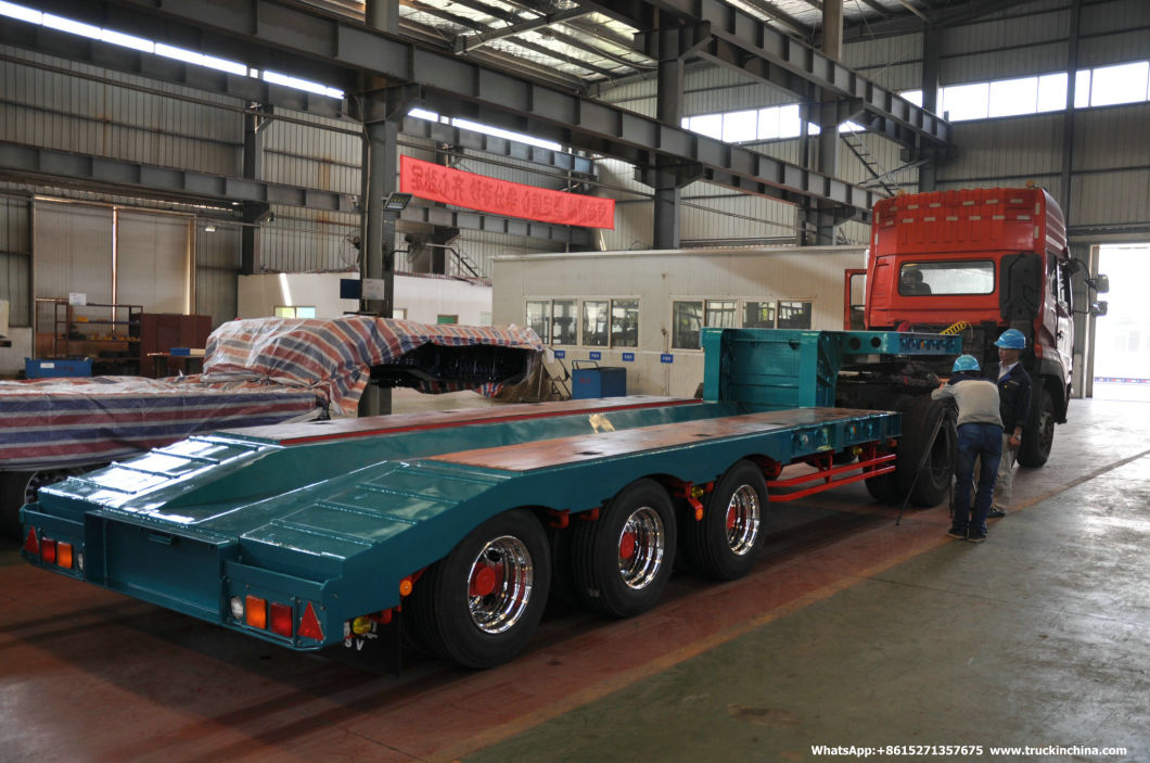 Customizing 60t Lowboy 3 Axles Air Suspension Plateform Semi Trailer&Nbsp;