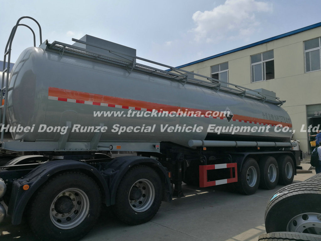 3 Axles Acid Tank Trailer for HCl (max 35%) , Naoh (max 50%) , Naclo (max 10%) , PAC (max 17%) , H2so4, H3po4 (10%-85%) , Nh3. H2O, H2O2 (30%) etc 28cbm-45cbm