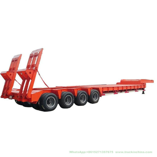 Heavy Haul Equipment Trailer 4 Axles Low Bed Semi Trailer 60ton 80ton 100ton
