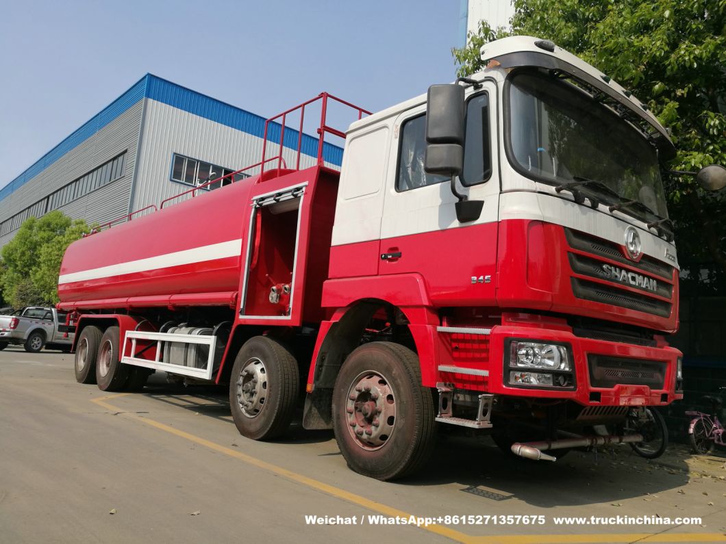 Shacman 12 Wheels Water Tanker Fire Truck 30t Bowser Tank with Fire Pump