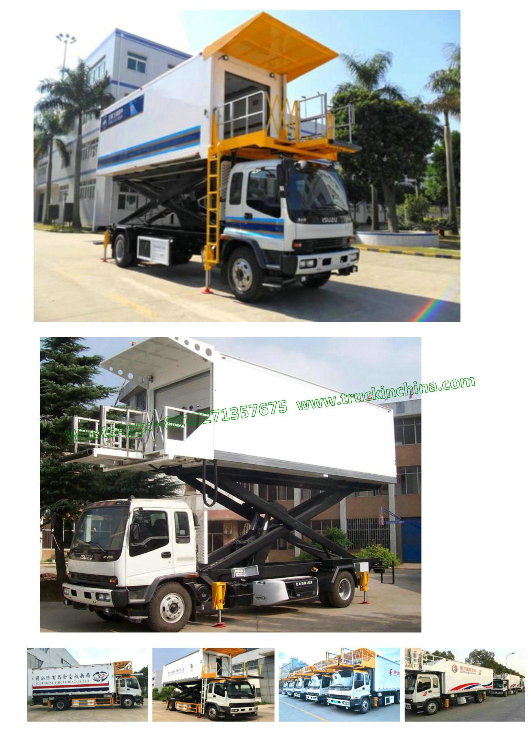Airport Special Equipment Catering Truck (ISUZU Scissors High Loader 4500KG Refrigerated Food Van 7500X2480X2400mm)