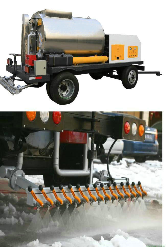 Asphalt Distributor Trailer Truck with Bitumen Spraying Nozzles (Asphalt Tank Dolly Trailers Full Insulated 1000L -4000L, Spray Bitumen 2 -5 meters)