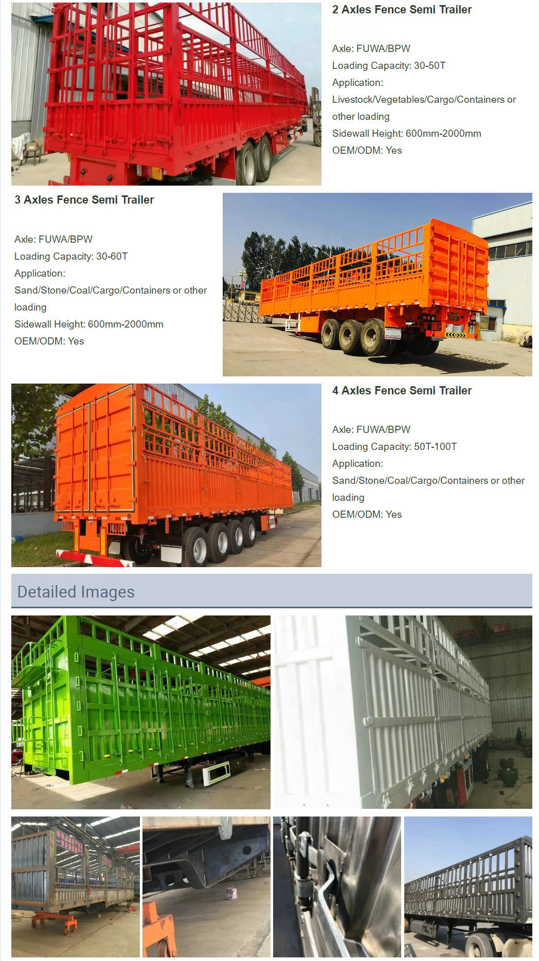 Customized 3axles Livestock Cargo Transport Trailer 40t-60t
