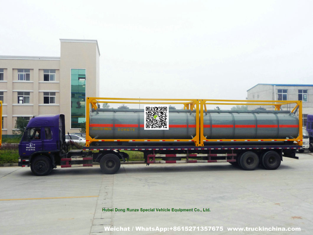 40FT Chemical Tank Container for Road Transport (Dongte 35 -40Ton Bleach Tanks, NaOCL Tanks, Javel Water, HCl Tank Steel Lined LDPE)
