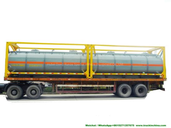 40FT Chemical Tank Container for Road Transport (Dongte 35 -40Ton Bleach Tanks, NaOCL Tanks, Javel Water, HCl Tank Steel Lined LDPE)