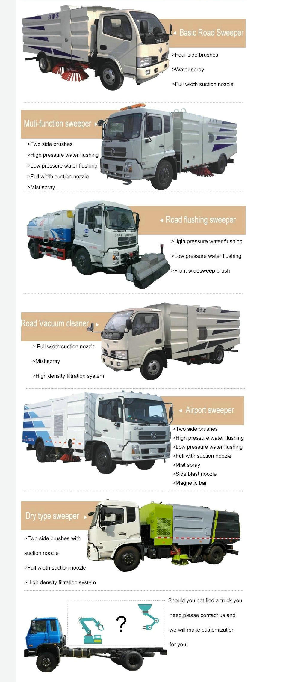 JAC 5cbm Mechanical Road Sweeper 4m3 Dustbin, 1.5m3 Clean Water Tank
