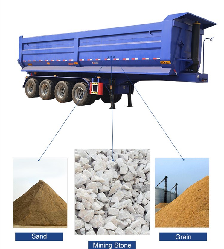 4 Axle 45 Cubic Meters Clinker and Gravel Tipper Trailer 60t~90t for Africa