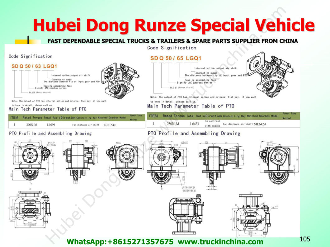Sdq50/63, Sdq50/71, Sdq50/35 Pto for JAC Water / Fuel Tanker Truck (Gearbox Power Take off LC6t35, LC6t540, 15co7027, LC5t97, LC5t30 Transmission Pto