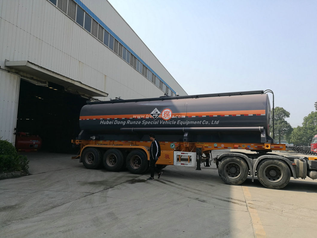 Hydrocyanic Acid Tank Mounted On Container Trailer For Road Transport 30KL-40KL for HCl(max 35%), NaOH (max 50%), NaCLO (max 10%), H2SO4(60%) Steel Lined LDPE