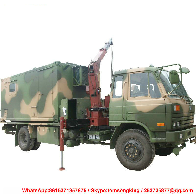 Dongfeng Awd 4X4 Offroad Truck Mounted Mobile Workshop Conainer with Crane 3 Ton