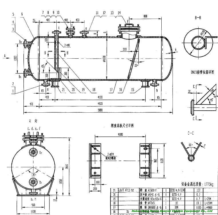 Horizontal Fuel Storage Tank for Petroleum Oil, Gasoline, Petrol, Diesel Steel Q235 or Q345. Q245. R20 Thinckness 5.6.8mm - 10.12mm Custermizing 1-100cbm