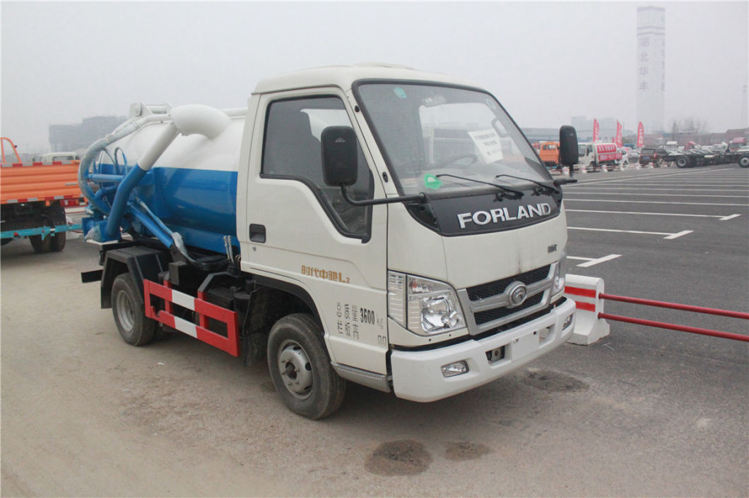 Septic Tank Truck Forland 3000 Liters Mini Fecal Suction Truck Vacuum Tanker Sewer Cleaner