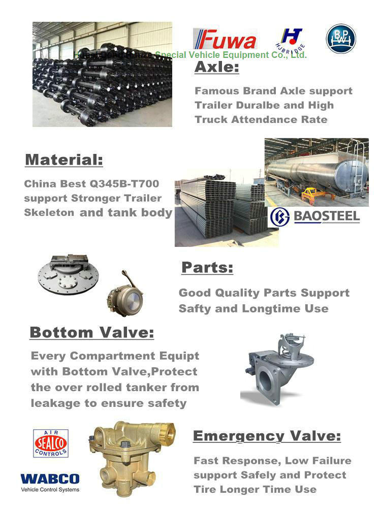 Steel Fuel Tanker Semi-Trailer 3 Axles Oil Tank Capacity 42000L to 47000L (Diesel) with BPW Axles Air Spring Single Tyer 385/65r22.5