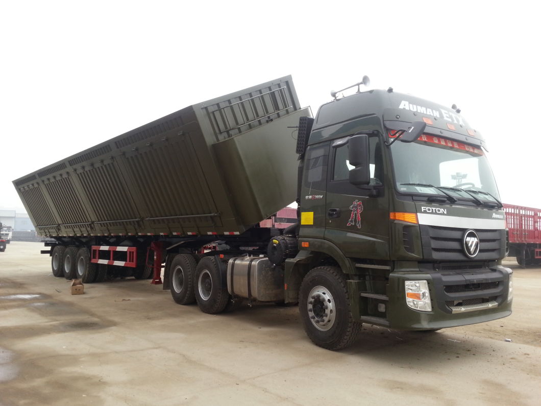 Heavy Duty 3 Axles Tipper Trailer 100ton Side Tipper