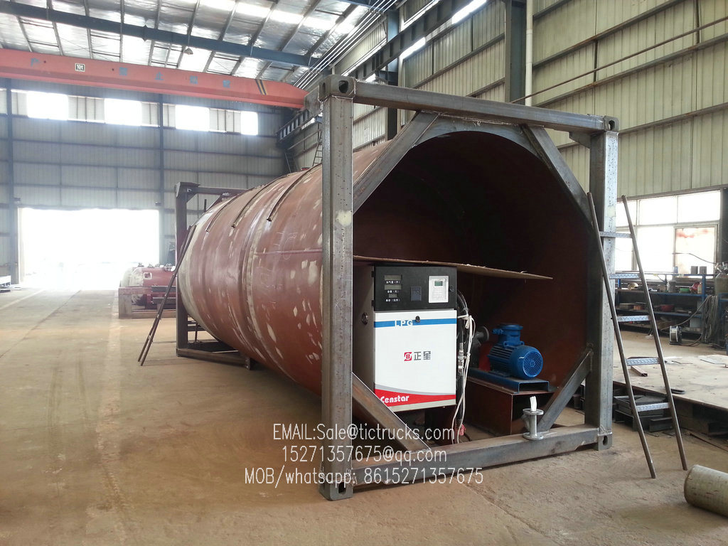 20FT ISO LPG Tank Container (DEM, Isobutane, cooking gas) Custermizing Mounted with Motor Pump Dispenser
