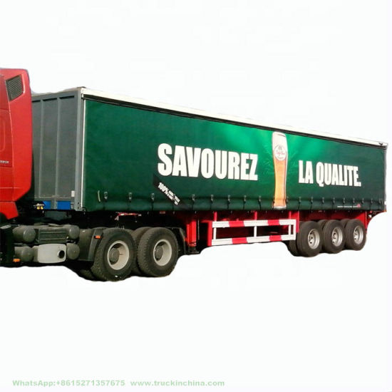 Customizing 60 Tons Flat Bed Curtain Side Wall Cargo Semi Trailer (Wing Side Opening Van)