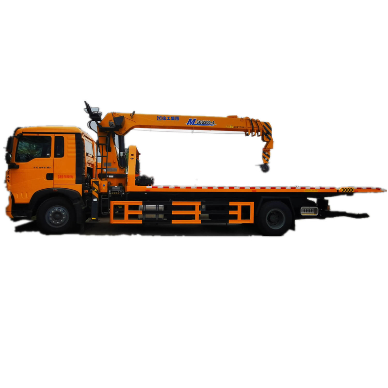  HOWO Slide Tilt Tray Flatbed Recovery Truck Towing Breakdown Truck with 8ton Hydraulic Winch 8ton Boom Hydraulic Crane Sqs200-4 Towing 18ton