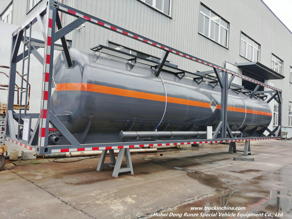 Iso 40FT Chemical Liquid HCl Acid Container Tank Lined PE 16mm 28KL