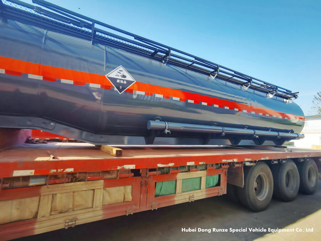 PE lining acid tank trailer for Hydrochloric Acid HCl Sulphuric Acid (8)