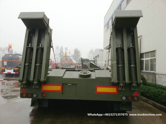 60t -80t Heavy Duty 3 Axles Lowbed Semi Trailer for Tank Heavy Track Crawler Caterpillar Digging Excavating Machine (Optional With Winch)