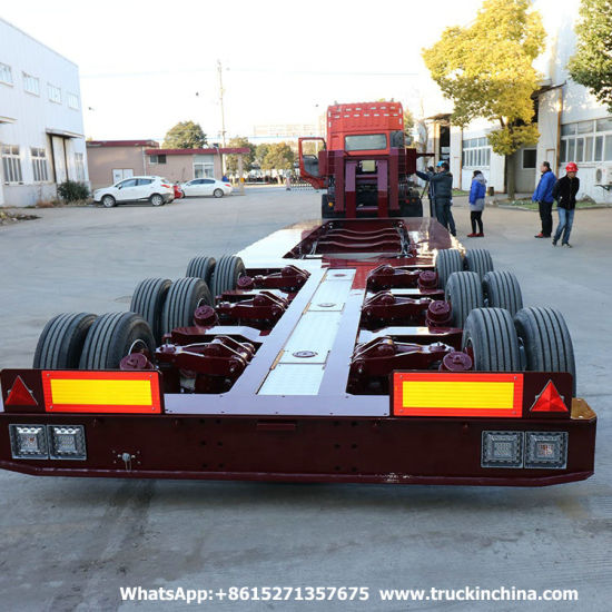 Customizing Multi Axle Modular Lowboy Semi Trailer with Hydraulic Suspension Steering 3 Axles 12 Wheels Low Bed Semi Trailer
