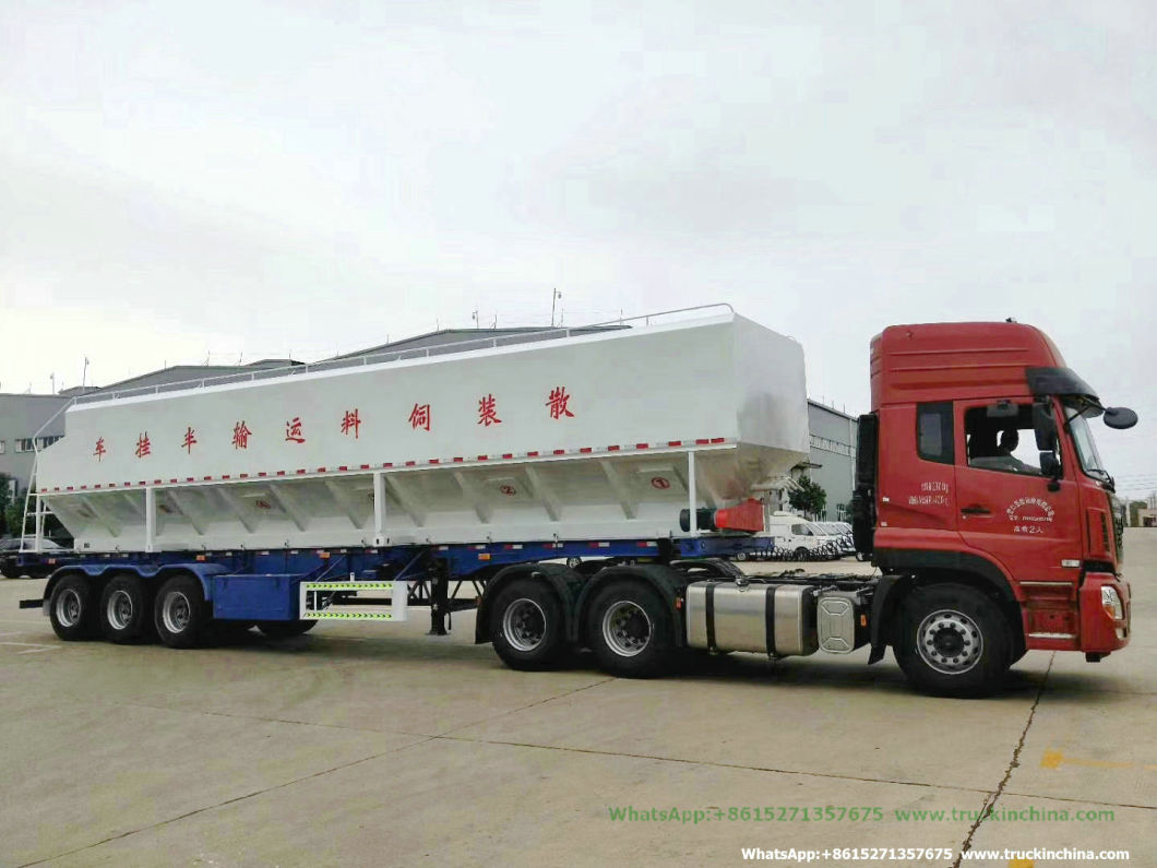 Tri-Axles Bulk Feed Tank Semi Trailer Customized with Electric Pump Hydraulic System Transport Livestock Chicken Duck Goose Feed