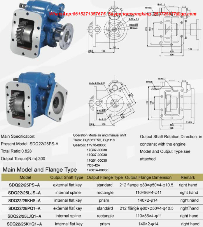 Pto (Power Take Off) Gear Spline Type for Crane Special Vehicle China Truck Shaft Ptosdq12/68 Sdq12/72 Sdq15/75 Sdq21/33 Sdq22/25 Sdq23/30 Sdq23/32 Assembly