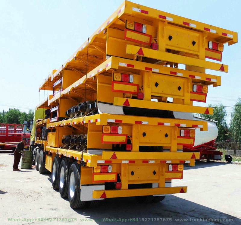 3 Axle Flatbed Semi Trailer 40FT Container with Container Locks