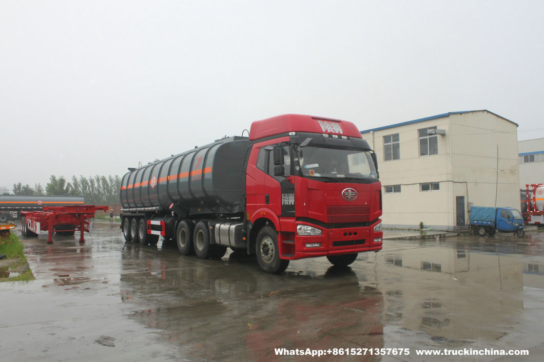 Tri Axles 60t Acid Tanker Trailer Steel Tank PE Inner Liner 16mm (Steel Lined plastic LDPE Chemical Liquid Hydrochloride Acid Caustic Soda Tank Semi-trailer)