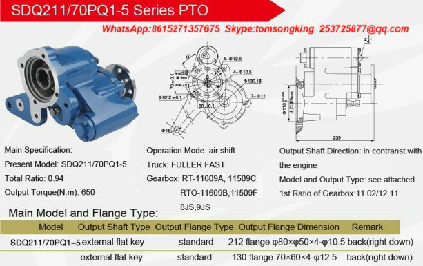 Pto (Power Take Off) Gear Spline Type for Crane Special Vehicle China Truck Shaft Ptosdq12/68 Sdq12/72 Sdq15/75 Sdq21/33 Sdq22/25 Sdq23/30 Sdq23/32 Assembly