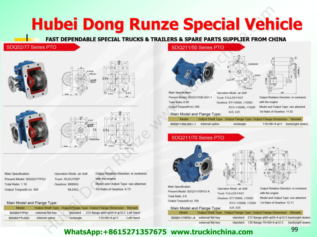 China Truck Power Take-off Assembly Pto (Dump Tipper Truck Fast 9JS119TA, RTO-11609B, RT-11509F, RT-11509C, 12JS160TA, 12JD180T Gearbox Transmission SDQ211/70)