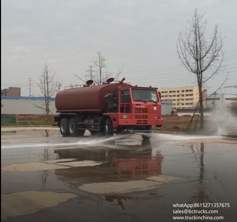HOWO Mining Anti Dust Water Tanker Truck 35- 40m3 (Offroad Water Bowser with Fire Pump Water Fire Cannon)