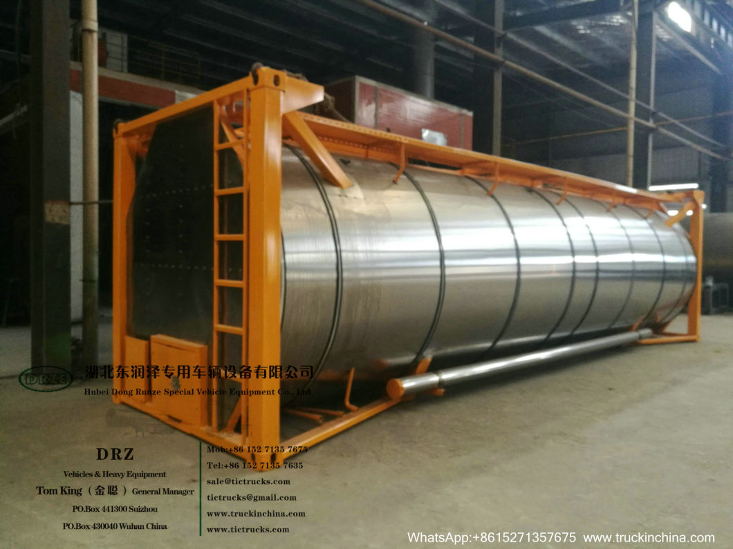 Phosphoric Acid Tank Container Swap Tank Insulated with Stainless Steel Steam Heating Pipe (Road Transport by 30FT ISO Container Trailers)