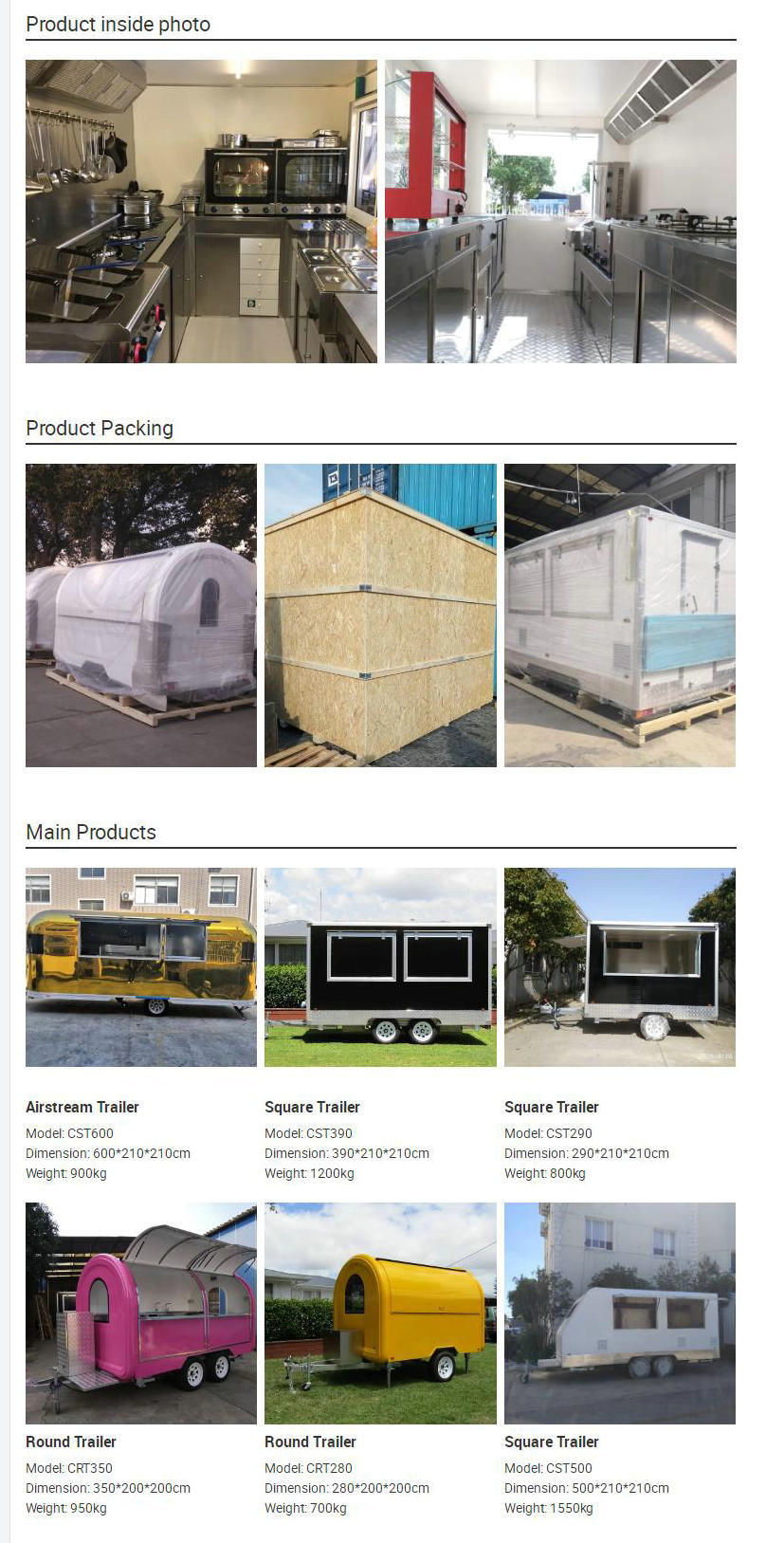 Mobile Food Trailer Customized Small Box Food Table Stainless Steel (All Window One Window, Two Window) Mobile Food Truck Design