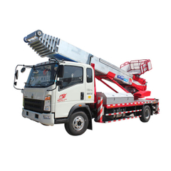 HOWO Truck Mounted Telescopic Ladder Truck for House Building Goods Lift and Download (House Furniture Moving Hydraulic 28 M Aerial Platform Ladder)