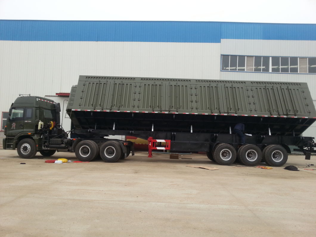 Heavy Duty 3 Axles Tipper Trailer 100ton Side Tipper