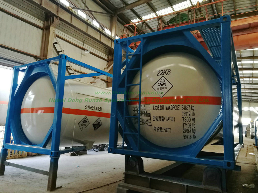ISO Liquid Chlorine Ahf Tank Containers 20FT 21670 Liters (27Ton) Class 8 Cl2 Un1791 Hydro Test Pressure 1.95MPa