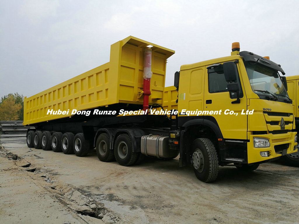 6 Axles Trailer Tipper 80ton-100ton Heavy-Duty for 100 Ton Mangenese and Bauxite Ores Transport