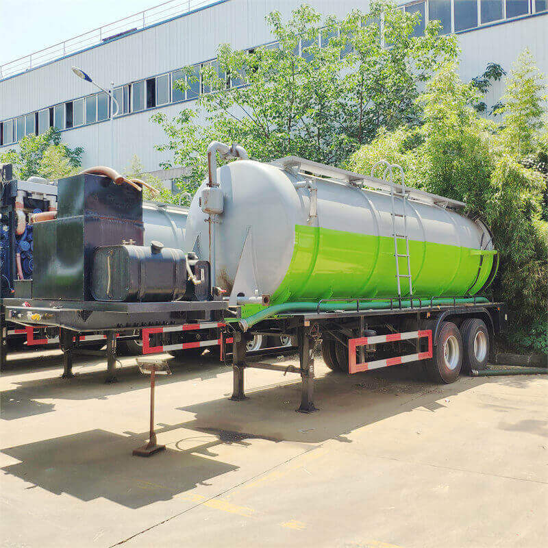 2 Axles Sewer sewage suction Vacuum Tank Semi Trailer (20)