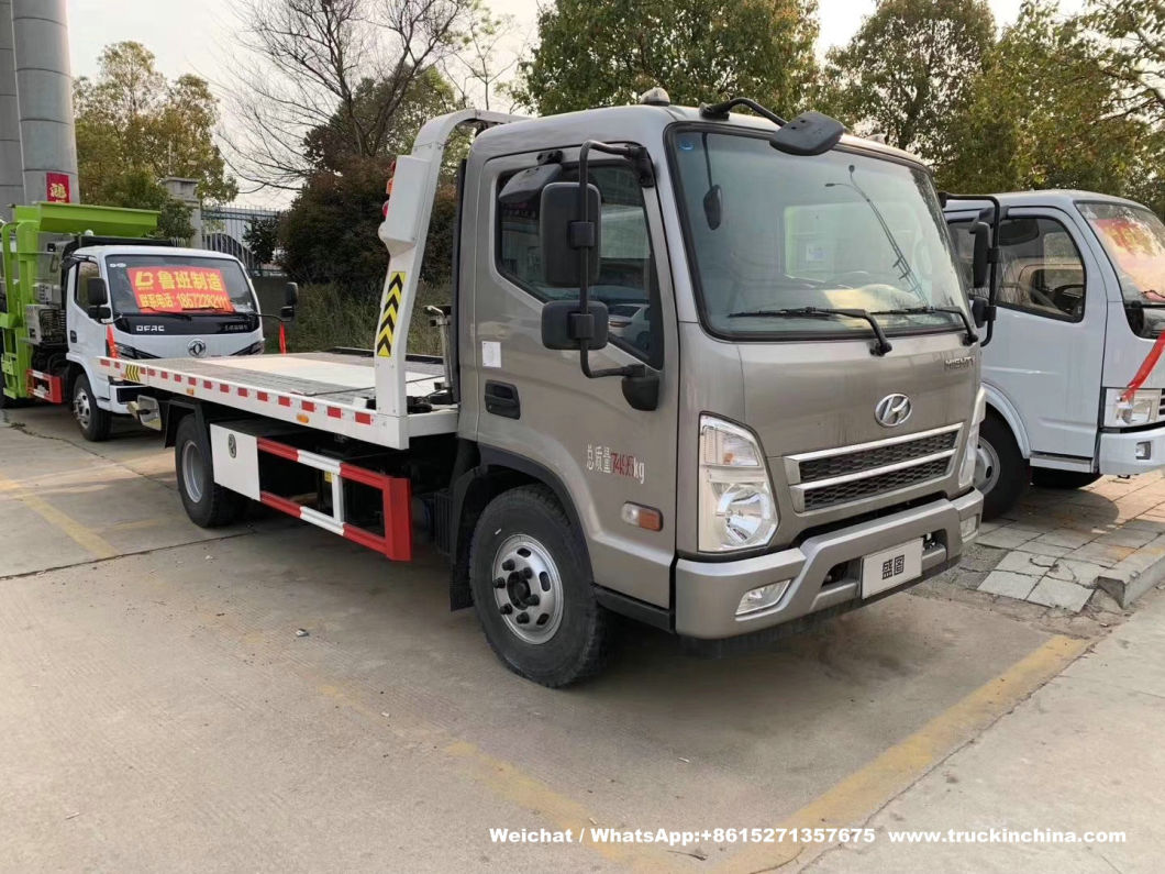 Hyundai 6t Flatbed Car Carrier Road Recovery Tow Truck (4 ton winch 5m Tilt Deck Tray Light Duty Wrecker)